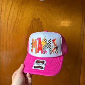 Pink & White 'MAMA' Graphic Trucker Hat